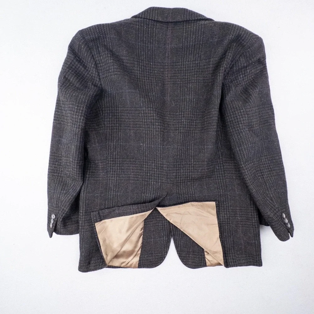 Vintage Nordstrom Mens Plaid Tweed Blazer 100% Wool Sport Coat L/XL